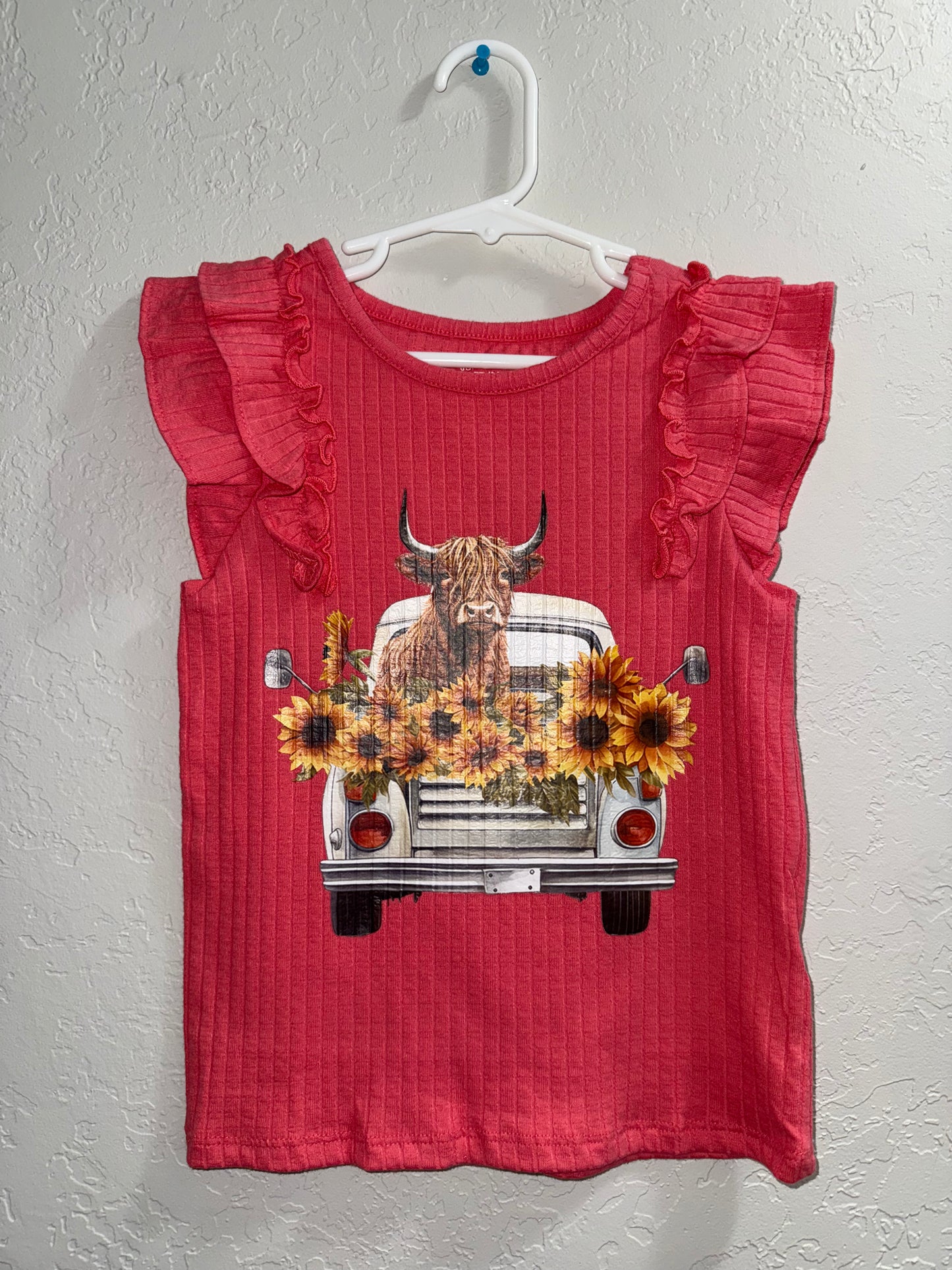 5T- Cow, Sunflowers & White Truck T-Shirt
