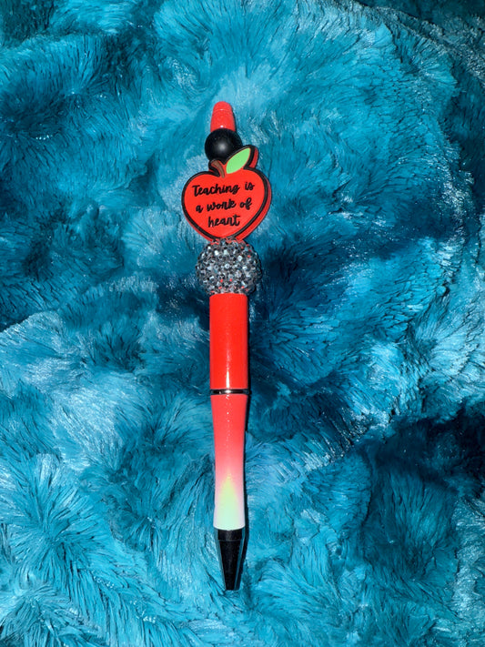 Teaching Is A Work Of The Heart Beaded Pen With Refill