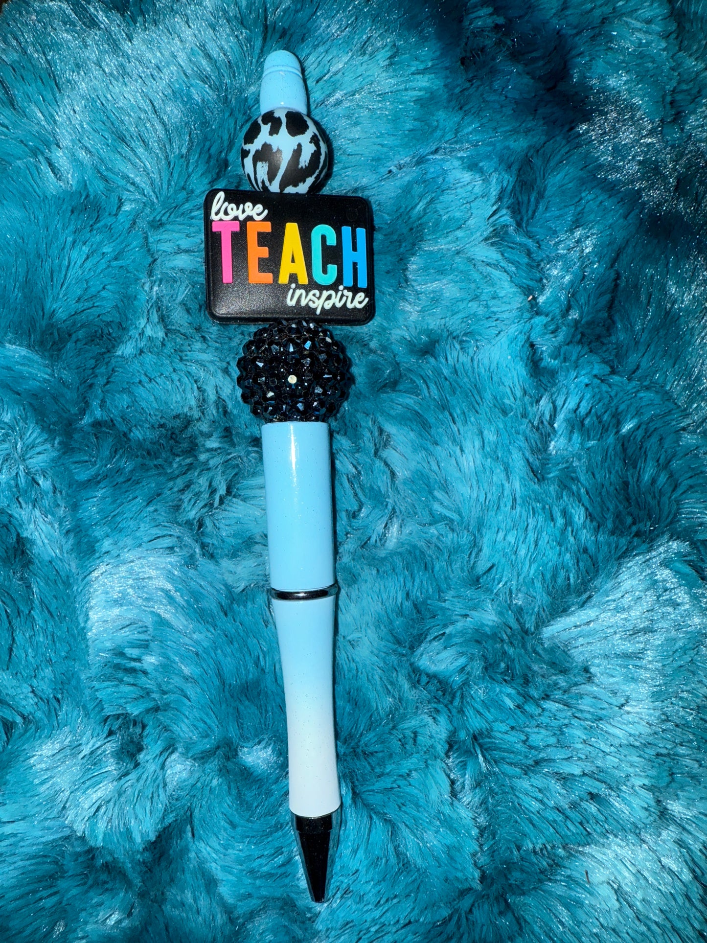 Blue Ombré  Love Teach Inspire Beaded Pen with Refill