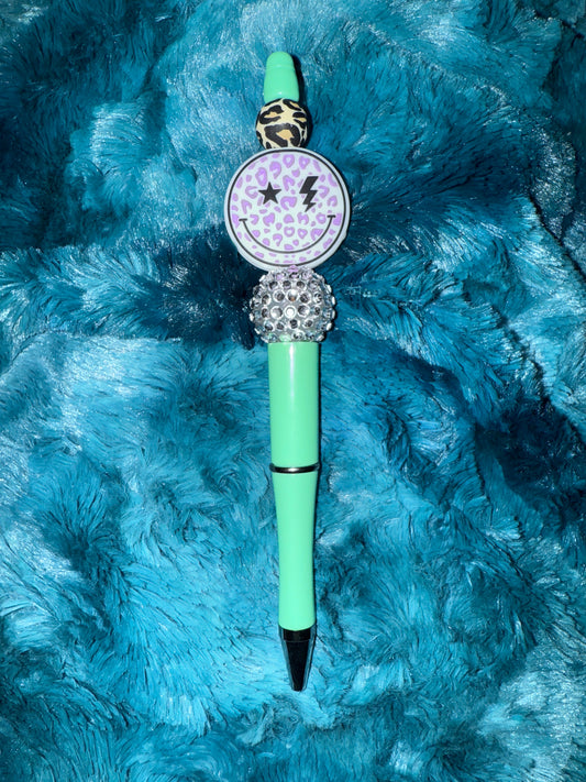 Smiley Face Beaded Pen With Refill