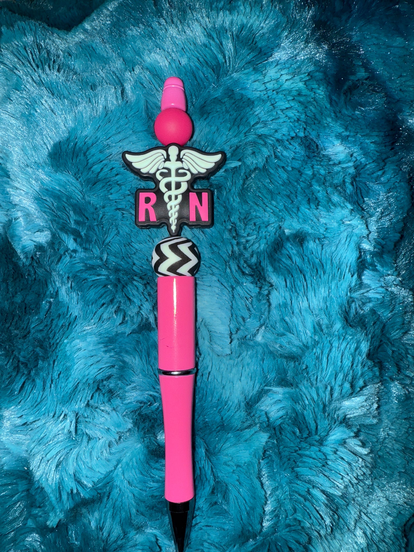 Hot Pink RN Beaded Pen With Refill