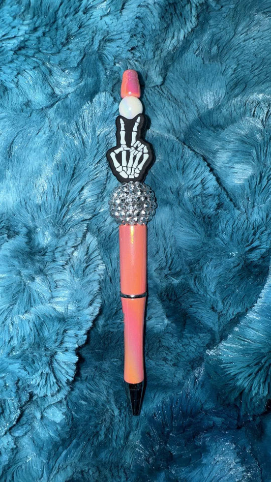 Pink Peace Beaded Pen With Refill