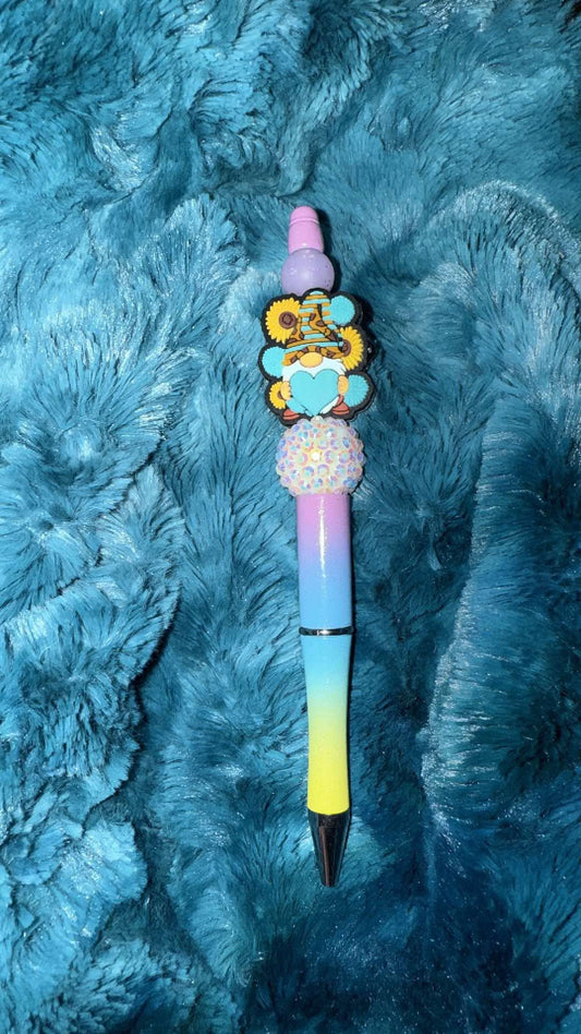 Colorful Sunflower Gnome Beaded Pen With Refill