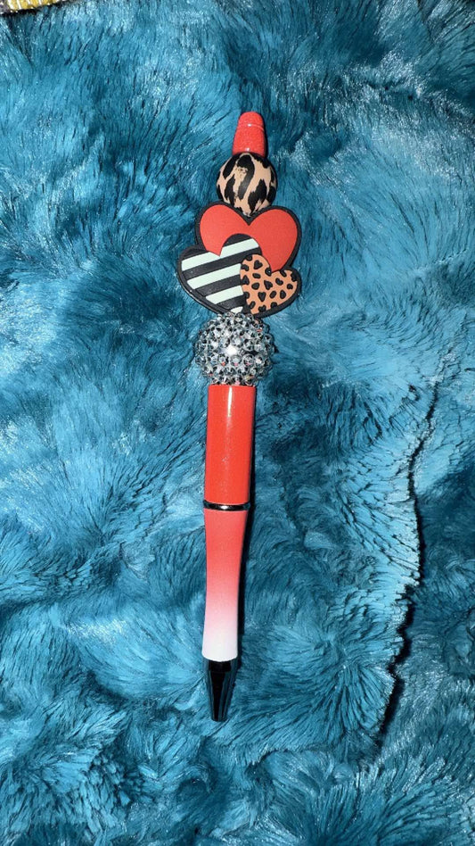 Red Heart Beaded Pen With Refill