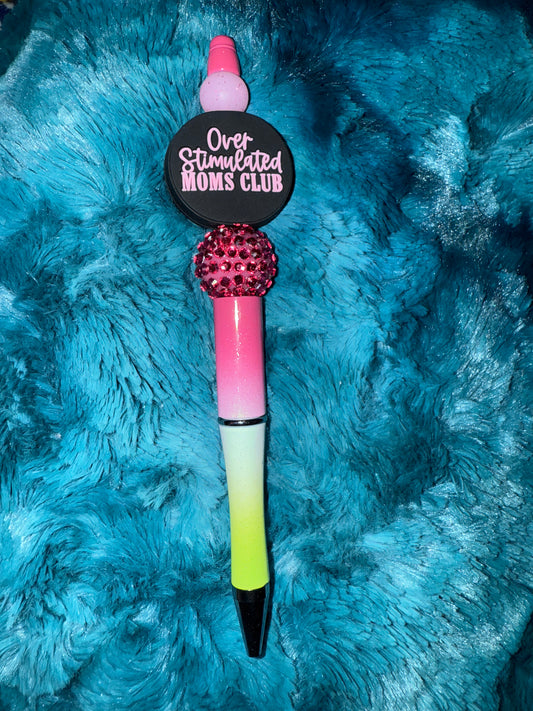 Over Stimulated Moms Club Beaded Pen With Refill
