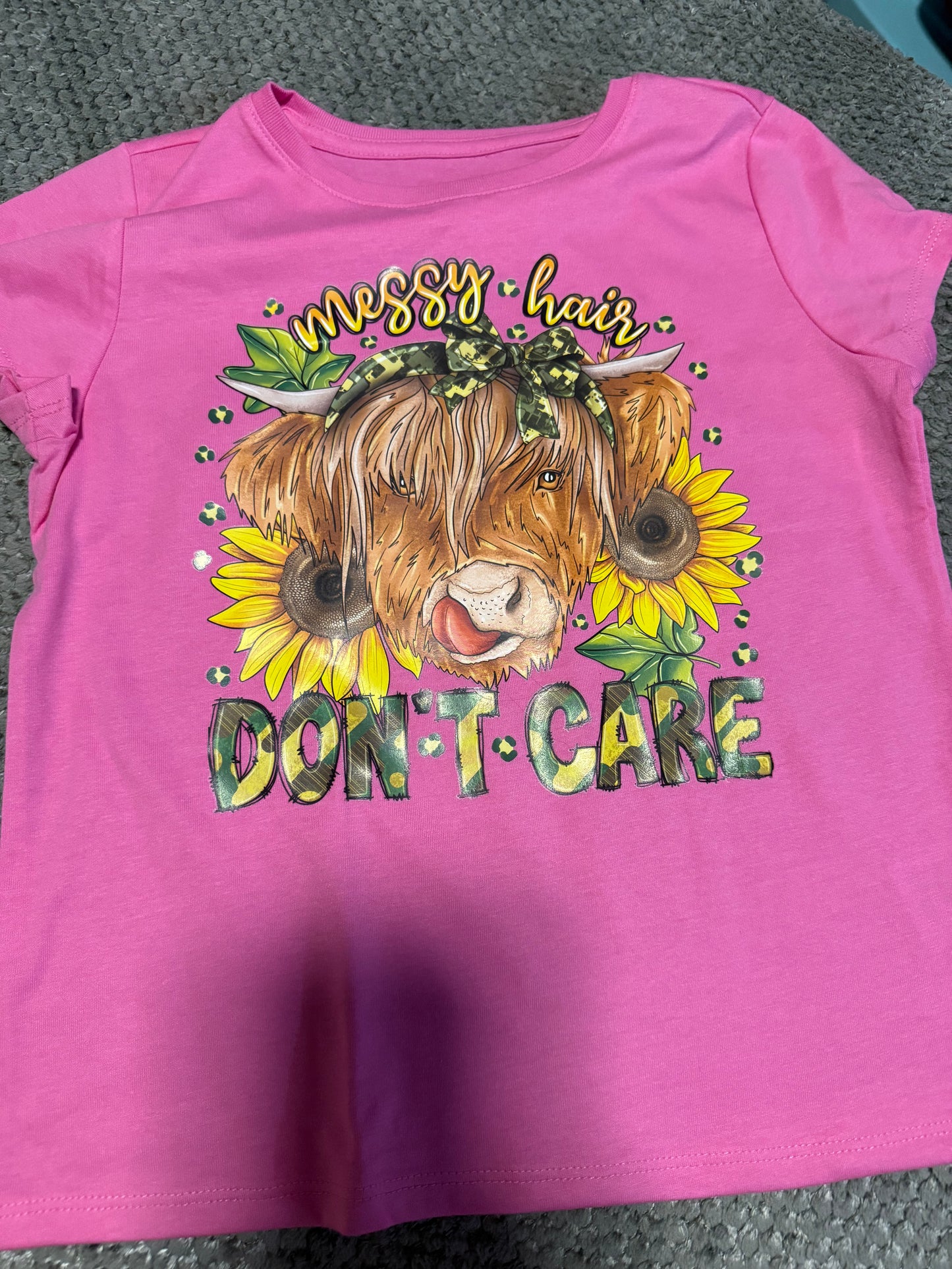 Girls Medium (7-8) Messy Hair Don’t Care Shirt